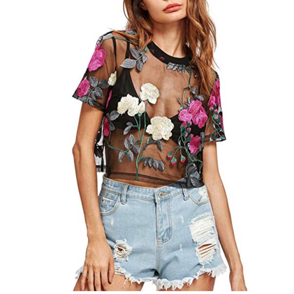 Sheer blouse top